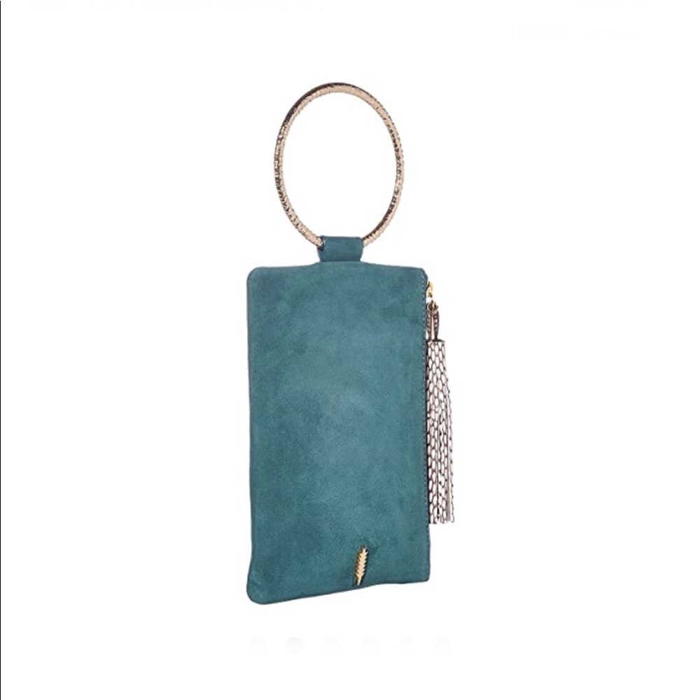 THACKER Goldtone ring handle Hammered Clutch - Picture 2 of 9